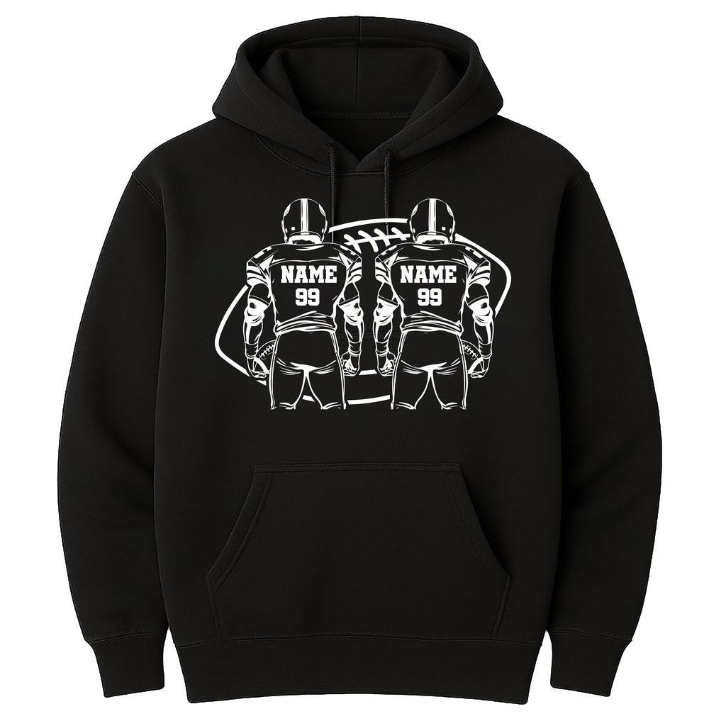 Two Football Players Hoodie, Personalized Team Name Football Shirt, Custom Family Game Day Hoodie