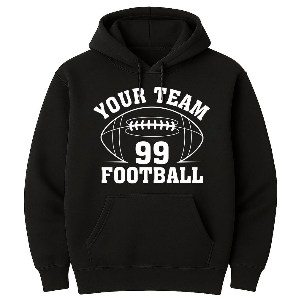 Custom Football Team Name and Number Hoodie, Personalized Game Day Football Shirt, Football Mascot Hoodie