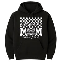 Checkered Coquette Cheer Mom Hoodie, Competition Day Shirt, Cheerleading Mama Hoodie