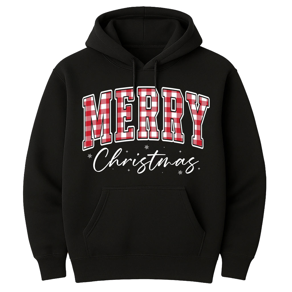 Merry Christmas Hoodie, Buffalo Plaid Shirt, Christmas Family Hoodie