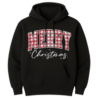Merry Christmas Hoodie, Buffalo Plaid Shirt, Christmas Family Hoodie