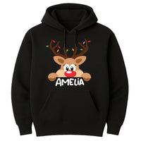 Reindeer Family Christmas Hoodie, Personalized Christmas Family Shirt, Custom Family Name Hoodie