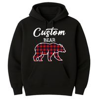 Custom Matching Christmas Bear Hoodie, Bear Family Shirt, Personalized Buffalo Plaid Hoodie