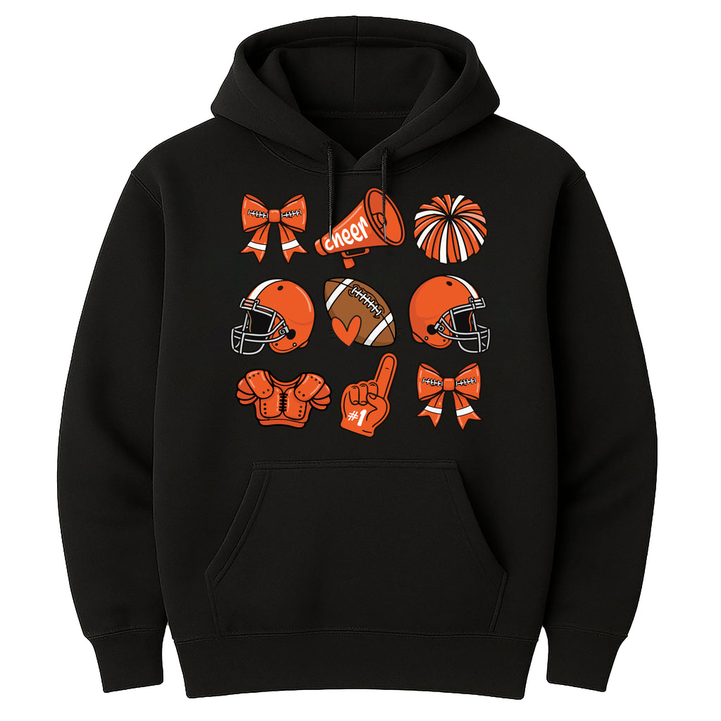 Custom Football Bow School Spirit Hoodie, Football Mom Shirt, Football Grandparent Hoodie