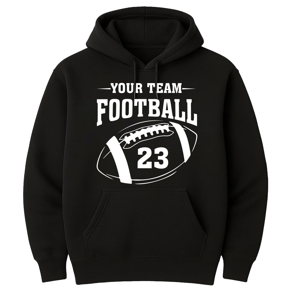 Custom Football Team Name and Number Hoodie, Personalized Game Day Football Shirt, Football Mascot Hoodie