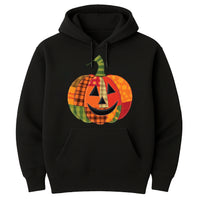 Patchwork Pumpkin Hoodie, Halloween Patchwork Tee, Cute Jack-o’-Lantern Top
