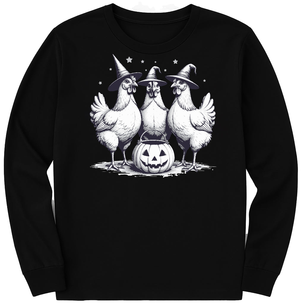 Chicken Witches Funny Halloween Long Sleeve Shirt, Vintage Chicken Witch Tee