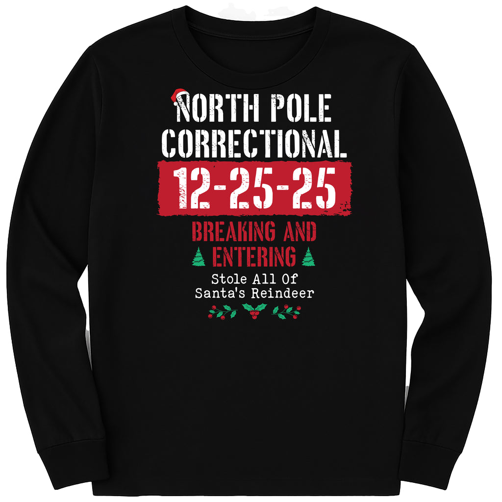 Custom North Pole Correctional Quotes Long Sleeve Shirt, Funny Family Matching Christmas Shirt, North Pole Correctional Tee