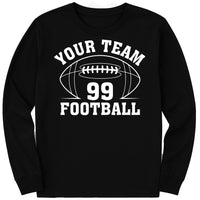 Custom Football Team Name and Number Long Sleeve Shirt, Personalized Game Day Football Shirt, Football Mascot Tee