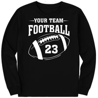 Custom Football Team Name and Number Long Sleeve Shirt, Personalized Game Day Football Shirt, Football Mascot Tee