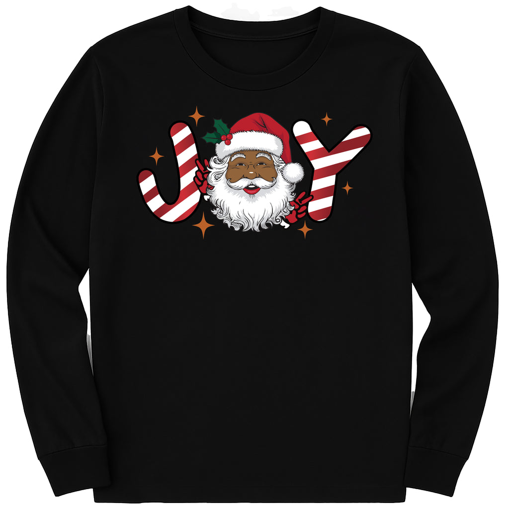 Black Santa Christmas Long Sleeve Shirt, Retro Black Santa Christmas Shirt, Joy Holiday Tee