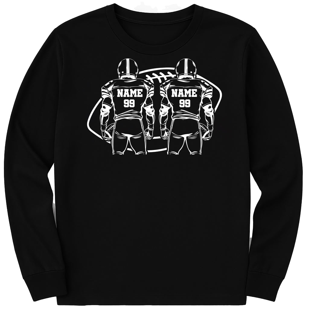 Two Football Players Long Sleeve Shirt, Personalized Team Name Football Shirt, Custom Family Game Day Tee