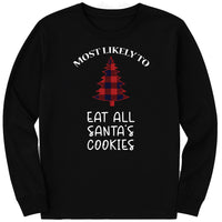Family Christmas Long Sleeve Shirt, Buffalo Plaid Most Likely To Shirt, Funny Christmas Party Tee