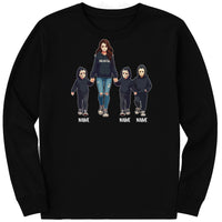 Halloween Horror Mama Long Sleeve Shirt, Custom Kids Name Shirt, Custom Spooky Mama Tee