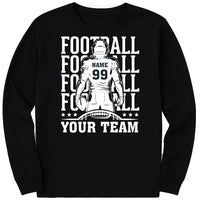 Football Team Long Sleeve Shirt, Custom Player Shirt, Football Mascot Tee