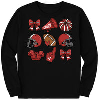 Custom Football Bow School Spirit Long Sleeve Shirt, Football Mom Shirt, Football Grandparent Tee