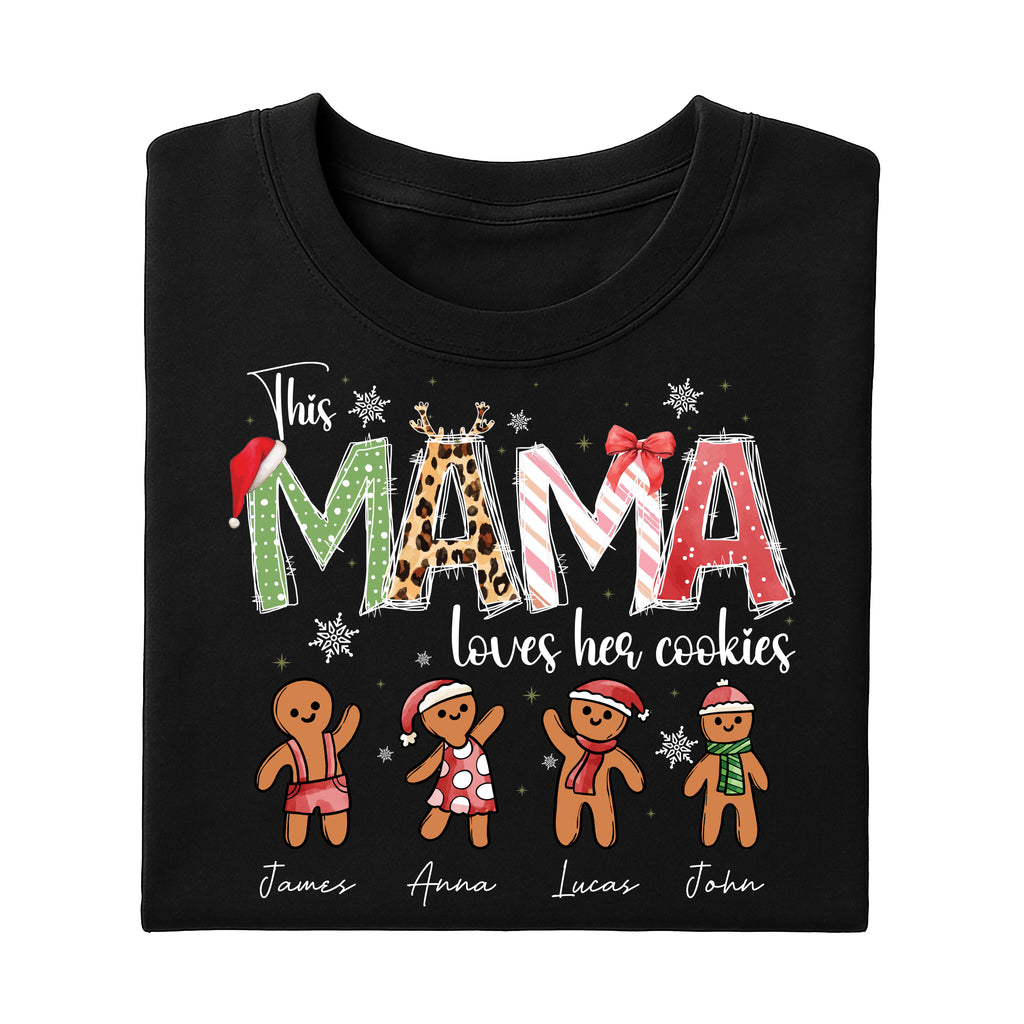 Personalized Christmas Mama Shirt, This Mama Loves Her Cookies Shirt, Custom Gingerbread Tee