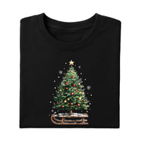 Women’s Holiday Christmas Shirt, Women’s Xmas Tree Crewneck, Christmas Sleigh Tee