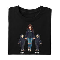 Halloween Horror Mama Shirt, Custom Kids Name Shirt, Custom Spooky Mama Tee