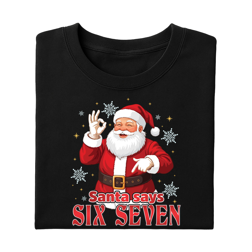 Funny Six Seven Meme Christmas Santa Shirt, Viral Funny Santa Saying 6 7 Tee