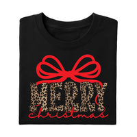 Coquette Leopard Merry Christmas Shirt, Merry Christmas Shirt, Preppy Christmas Tee