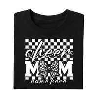Checkered Coquette Cheer Mom Shirt, Competition Day Shirt, Cheerleading Mama Tee