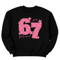 Pink 67 Meme Sweatshirt, Six Seven Trend Shirt, Funny Viral Number Sweatshirt