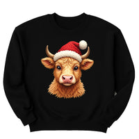 Christmas Highland Cow Sweatshirt, Santa Cow Merry Christmas Shirt, Cozy Winter Animal Sweatshirt