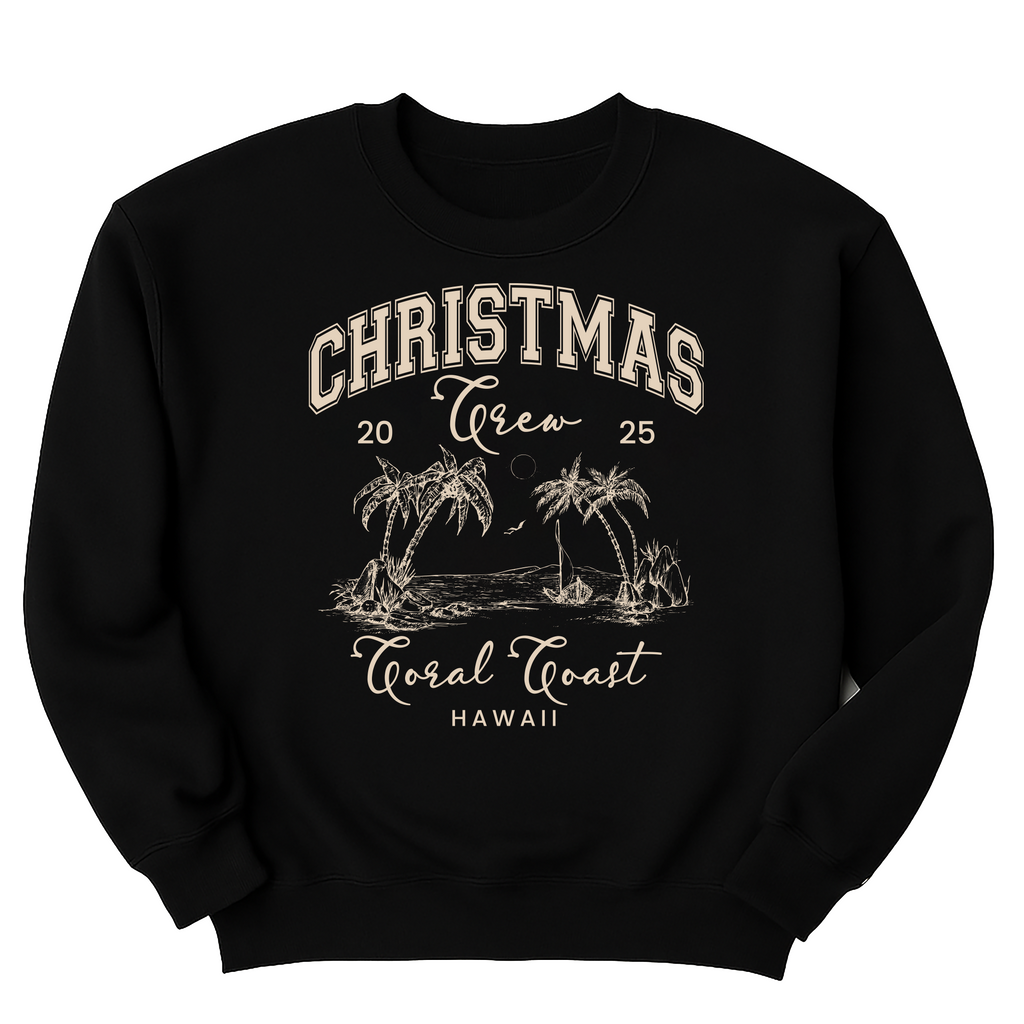 Custom Tropical Family Christmas Sweatshirt, Personalized Matching Family Christmas Shirt, Beach Christmas Palm Tree Sweatshirt