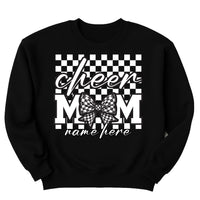 Checkered Coquette Cheer Mom Sweatshirt, Competition Day Shirt, Cheerleading Mama Sweatshirt