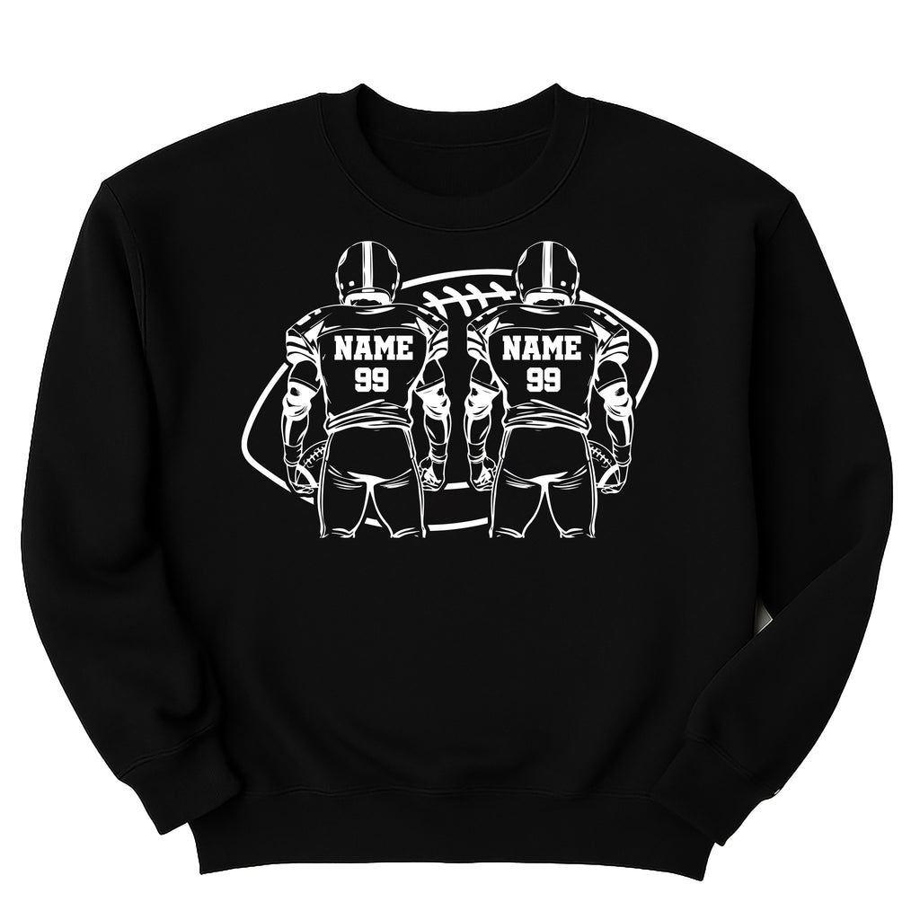 Two Football Players Sweatshirt, Personalized Team Name Football Shirt, Custom Family Game Day Sweatshirt