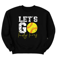 Let’s Go Softball Sweatshirt with Team Name, Custom Softball Mom Shirt, Personalized Softball Spirit Wear Sweatshirt
