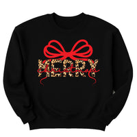 Coquette Leopard Merry Christmas Sweatshirt, Merry Christmas Shirt, Preppy Christmas Sweatshirt
