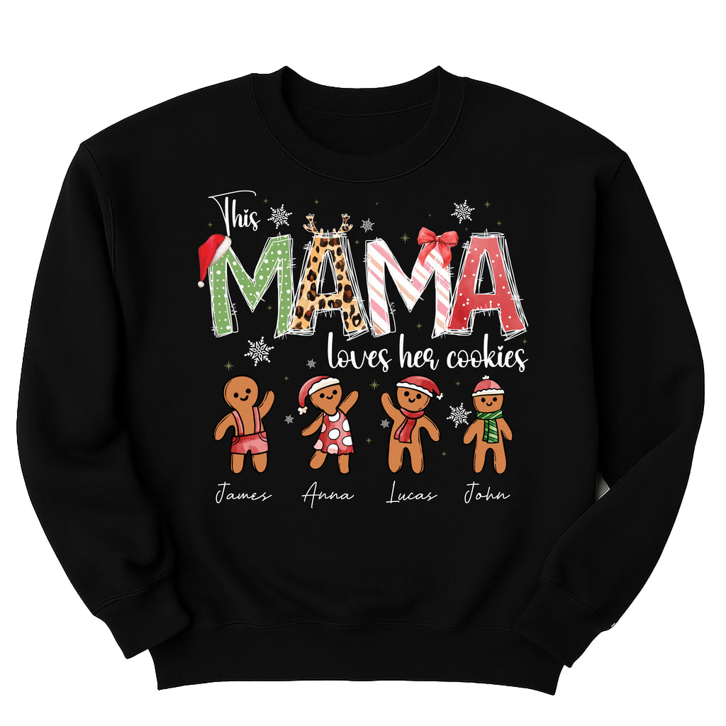 Personalized Christmas Mama Sweatshirt, This Mama Loves Her Cookies Shirt, Custom Gingerbread Sweatshirt