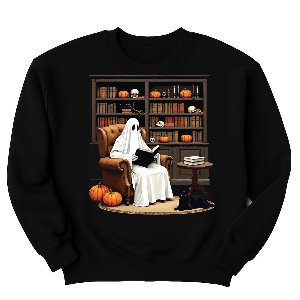Halloween Ghost Book Reading Long Sleeve Shirt, Retro Bookish Halloween Shirt