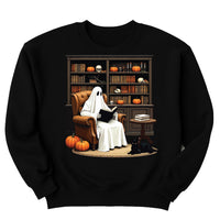 Halloween Ghost Book Reading Long Sleeve Shirt, Retro Bookish Halloween Shirt