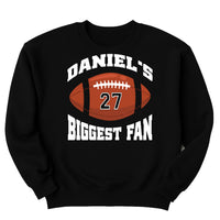 Custom Football Sweatshirt, Your Name Biggest Fan Tee, Game Day Spirit Wear Sweatshirt