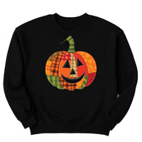 Patchwork Pumpkin Sweatshirt, Halloween Patchwork Tee, Cute Jack-o’-Lantern Top
