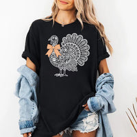 White Lace Turkey Thanksgiving Sweatshirt, Mandala Floral Graphic Tee, Coquette Gingham Bow Tee, Turkey Dinner Outfit, Fall Harvest Gift
