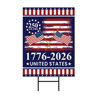 250th Patriotic Yard Sign, 1776 2026 United States Lawn Decor, Weatherproof Coroplast Sign, H-Stake Included, USA Holiday Yard Decor