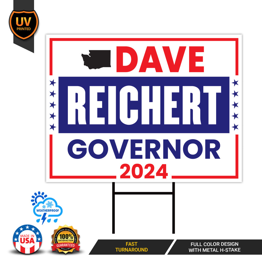 a political sign with the state of wisconsin in the background