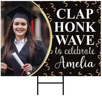 Personalized Graduation Yard Sign 2026 with Photo - Grad Sign, Class of 2026, Custom “Clap, Honk, Wave Celebration Sign with Metal H-Stake