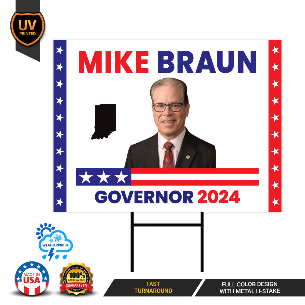a political sign with a picture of a man on it