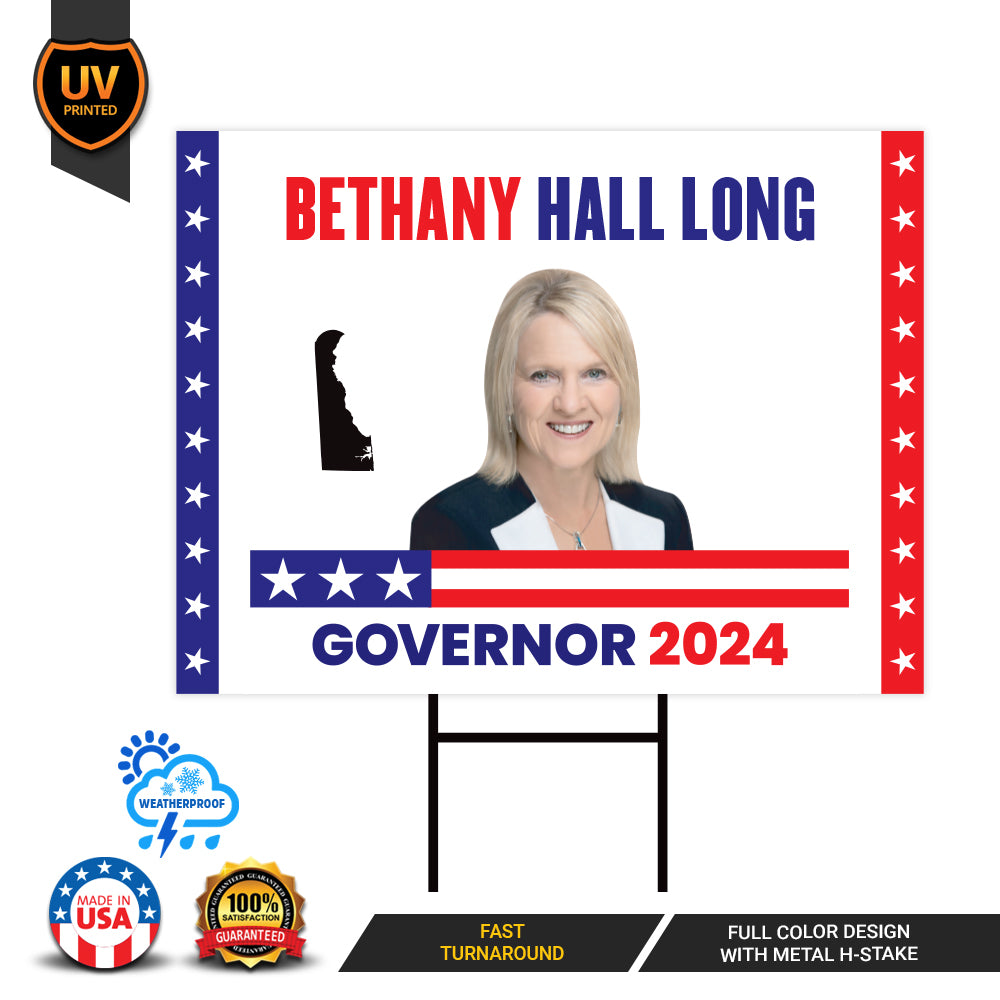 a political billboard with a woman on it