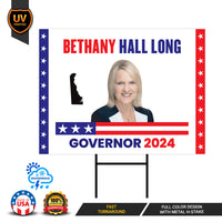 a political billboard with a woman on it