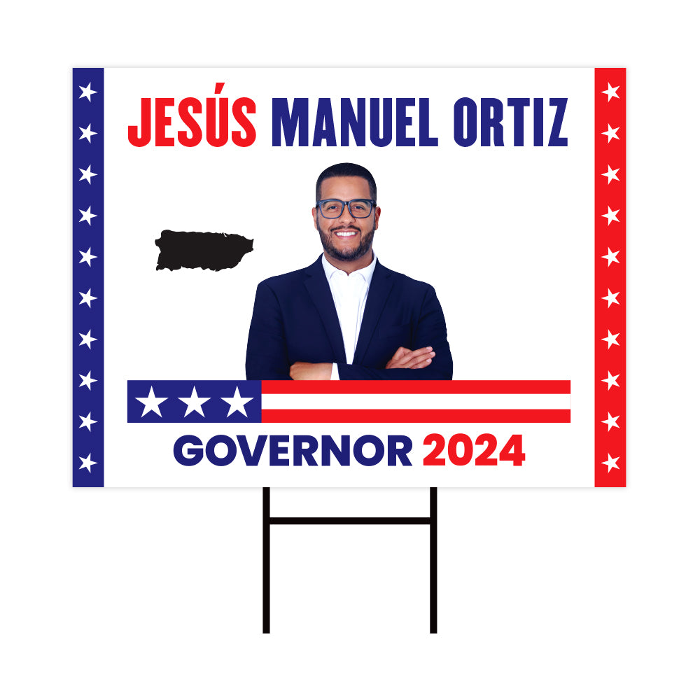 a political sign with a picture of a man in a suit