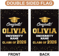 Personalized College Graduation Garden Flag, Double Sided Custom School, University Logo, Class of 2026 Yard Sign, Graduate Celebration Flag