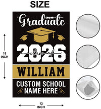 Personalized Graduation Garden Flag, Double Sided, Custom Name & School, Outdoor Graduation Decoration 2026 Yard Sign, Class of 2026 Flag