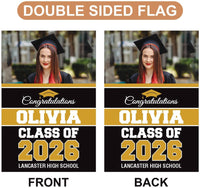 Personalized College Graduation Garden Flag, Double Sided Custom School, University Logo, Class of 2026 Yard Sign, Graduate Celebration Flag