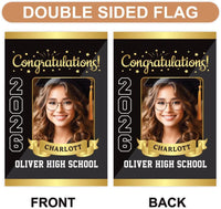 Personalized Graduation Garden Flag with Photo, Double Sided, Custom Name & School, Graduation Decoration 2026 Yard Sign, Class of 2026 Flag